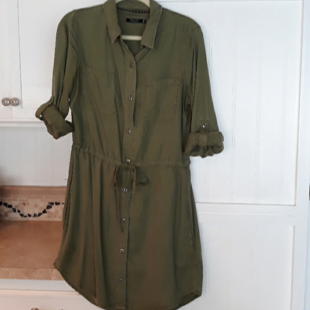 Hunter green silk cotton dress